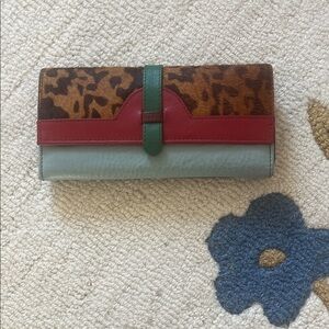 Soruka Leopard Print Leather Clutch wallet